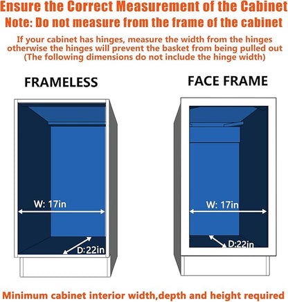 Pull Out Cabinet Organizer 16½" W x 21½" D, Heavy Duty Cabinet Pull Out Shelves, Slide Out Drawers Organization for Kitchen Cabinets Bathroom