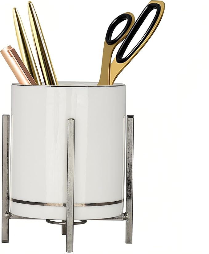 Pen Pencil Stand Holder for Desk, Office Desk Accessories Organizer Decor for Men Women, Desktop Stationery Makeup Brush Organizer for Girls