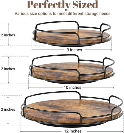 WOWBOX 9" Lazy Susan Organizer for Table Top Rotating Spice Rack Organizations Wood Lazy Susan Turntable Organizer for Cabinet Kitchen Pantry Countertop Bathroom Vanity