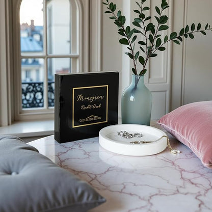 COLLECTIVE HOME - Velvet Jewelry Tray, 6" Monogrammed Jewelry Dish, Smooth Velour Display Dish for Rings, Earrings, Necklaces, Makeup, Personalized Gifts for Women (White-w)