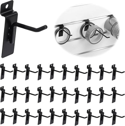 30Pcs 2 Inch/5CM Silver Slatwall Panel Hooks, Heavy Duty Slat Wall Hanging Display Hooks Pegboard Metal Hanger Hook for Gridwall Garage Shop Retail (Wire Diameter 5.6mm/ 0.22”)