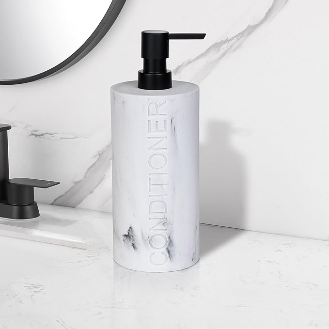 Indecor Home Conditioner Dispenser – Luxurious Refillable Pump Bottle with Embossed Text, Durable Construction for Bathroom and Kitchen
