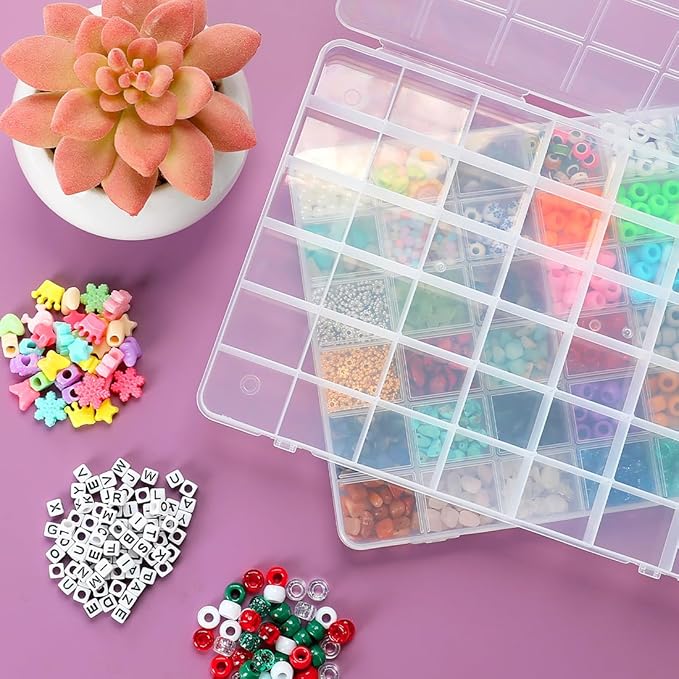 Eppingwin 42 Grids Bead Organizer, Craft Organizers and Storage, Acrylic Organizers, plastic Bead Organizer Box for Crafts Organizing Storing (2 pcak)