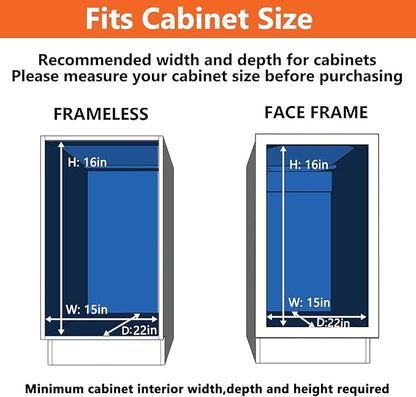 ROOMTEC Individual Pull Out Cabinet Organizer (14½" W x 21½" D), 2 Tier Spice Rack Organizer for Cabinet, Slide Out Drawer Pantry Shelf Organization and Storage for Kitchen Bathroom