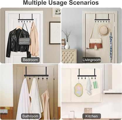 TOPIA HANGER Over The Door Hooks for Hanging, Towel Hooks Towel Racks for Bathroom, Coat Hooks Coat Rack Over The Door Organizer Hanging, Wooden Door Hangers for Coat Towel Hat Purse CT71B