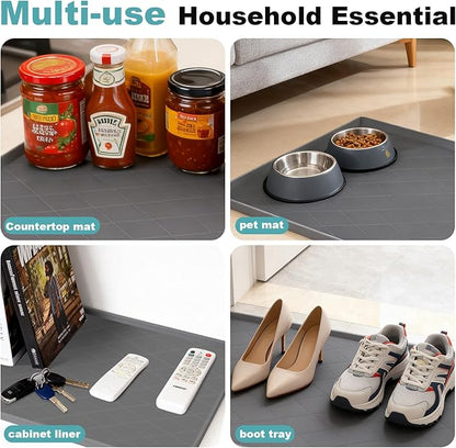 34" x 22" Inch Silicone Sink Mat, Leak-Proof Cabinet Liner with Raised Edge, Non-Slip Kitchen and Bathroom Counter Protector, Heat Resistant Waterproof Easy to Clean Drawer Shelf Liner.