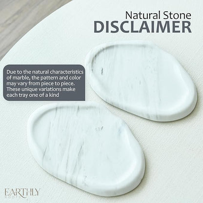 Natural Marble Trinket Tray – 9"x6" Cloud Shaped Decorative Dish for Jewelry, Keys, Perfume, Cosmetics, Vanity, Bathroom, Candle, Kitchen & Countertop | Stone Catchall or Gift (Rainy White)