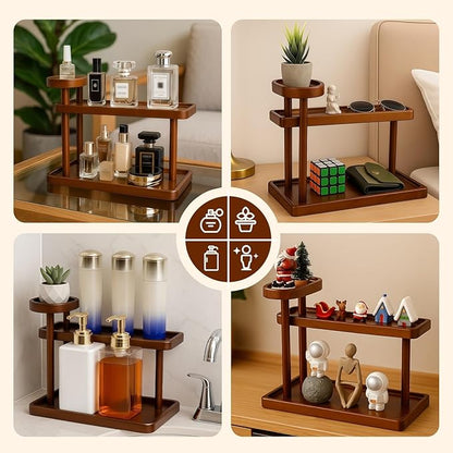 Piegricdiat Bathroom Countertop Organizer,Vanity Organizer and Storage for Cosmetic Skincare Perfume, Ideal Storage Solution for Perfumes, Cosmetics, Spices, Handmade Toys, Office Supplies. (Brown)