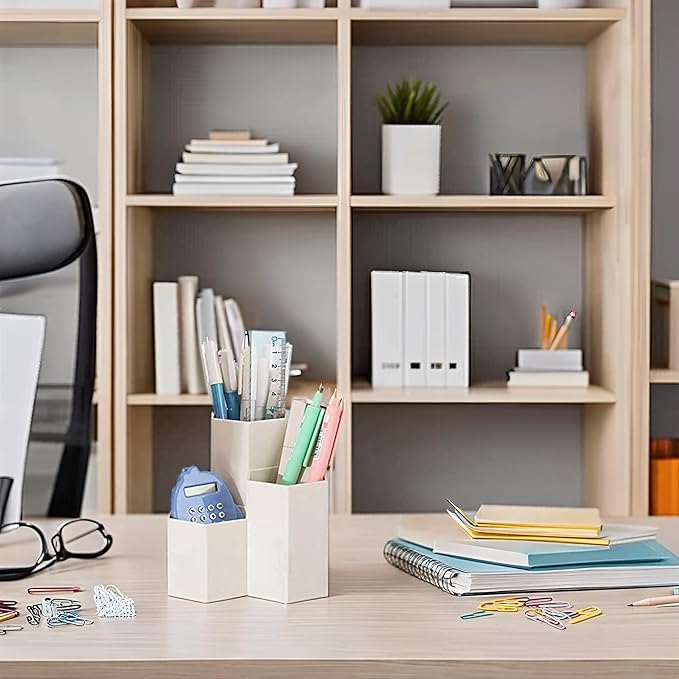 Pencil Holder for Desk Pens Cup Pencil Organizer Cute Desk Accessories Desktop Supplies for Office/School/Home (White)