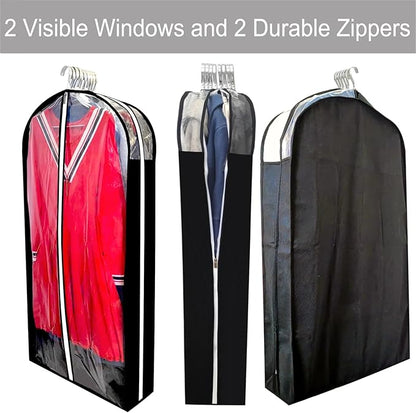 Dress Bags for Gowns Long with 6.3" Gusset, 50" Clear Long Garment Bags for Hanging Clothes, Dresses Covers and Side Zipper Protector for Storage, Overcoat, Trousers, Sweater, 3 Packs
