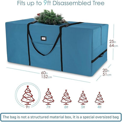 Hearth & Harbor 9 ft Christmas Tree Storage Bag - Artificial Christmas Tree Bag with Reinforced Handles, Dual Zipper, Wide Opening - Large Storage Container for Trees and Decorations