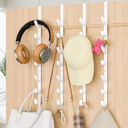Over The Door Hooks, Metal Door Hooks for Hanging,Door Purse Organizer for Door Coat Hanger, Back of Shower for Hanging Towel Rack Clothes, Hat, Bathroom Bathroom Dorm Bedroom Closet (White-4Packs)