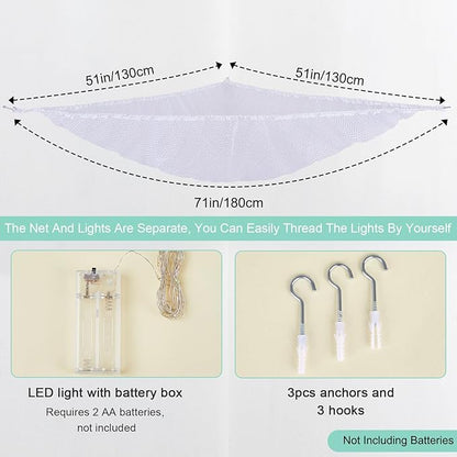 Unicorn Castle Stuffed Animals Net or Hammock Kids Toy Storage Organizer with LED Light Hanging Corner Stuffed Animals Holder Kids Girls Room Decor,White,Large (Pack of 1)