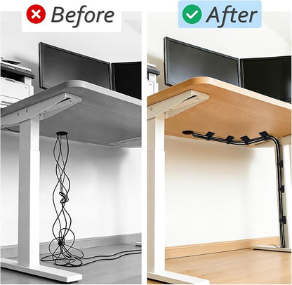 Cable Management Under Desk, Znben Detachable Cable Straps Heavy Duty Hook and Loop Cable Ties Reusable 20 Pack