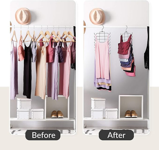 ZEDODIER 2 Pack Tank Top Hanger Space Saving, Bra Hangers for Closet Organizer, Hanging Bra Organizer Tank Tops Holder with 16 Hooks, Metal Closet Organizers and Storage Small Space Solutions, Black