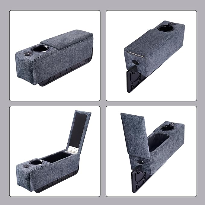Multifunctional Sofa Armrest, Couch Armrest with Cup Holder, Removable Sofa Caddy with Storage,Equipped with LED Reading Light&Wireless Charge Stand, Navy
