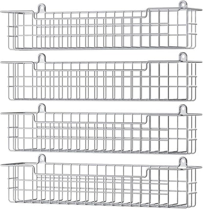 Spice Rack Wall Mount, 4-Pack Seasoning Organizer for Kitchen Storage Organization, Spice Holder Shelf Saving Space for Cabinet, RV, Pantry, Silver