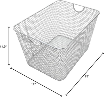 YBM HOME Kitchen Pantry Organizer Wire Basket for Shelves, Cabinets, Pantry, Countertop, Mesh Open Storage Bin Metal Basket for Organizing Food Supplies 14 x 10 x 9, Silver