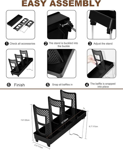 Coffee Cup Holder,Cup and Lid Dispenser with Stand,Disposable Cups Organizer,3 Slots,for Coffee Station,Bar,Office,Home,Restaurant,Breakroom,Countertop