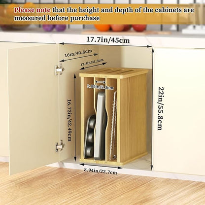 sandpaint 4 Tier Wooden Cabinet Tray Dividers, Kitchen Vertical Baking Sheet Organizer, Storing Pans, Baking Trays, Cutting Board