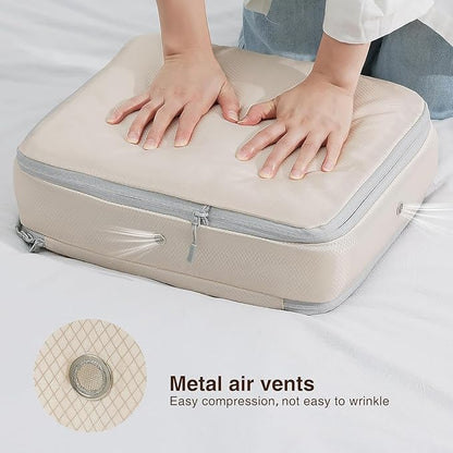DIMJ Clothes Storage Bag 6 Pack, 19L Compression Storage Bags for Blanket, Sweater, Jacket, Closet, Sheet Storage Organizer with Window Handle, Compression Packing Cubes Space Saver Bags with Zipper