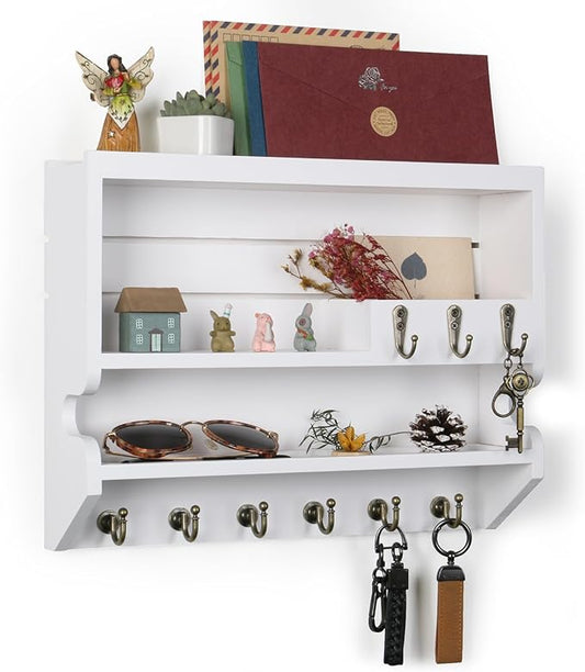 Key Holder for Wall, Mail Organizer Wall Mounted, White