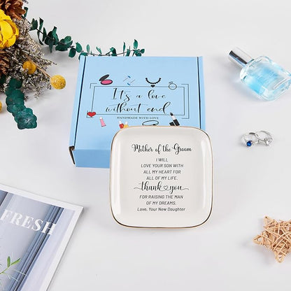 COZITED Mother of Groom Jewelry Dish Ring Plate - Thank You for Raising of My Dreams, Wedding Gifts for Mother of The Groom Christmas Birthday from Bride
