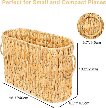 Large Toilet Paper Storage Basket, Wicker Toilet Paper Holder for up to 6 Rolls, Water Hyacinth Toilet Paper Basket Bathroom Organizer, Rattan Bathroom Accessories Organizer