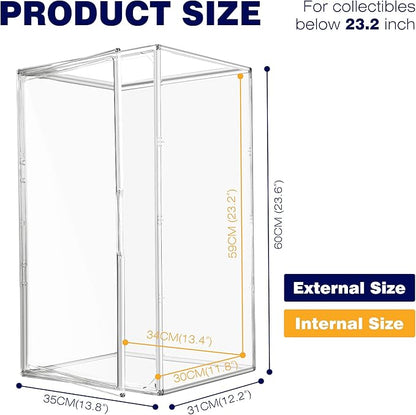 Extra Large 23.6'' Tall Acrylic Display Case, XXXXX-Large Boot & Shoe Boxes 13.8''x12.2 ''x23.6'' Clear Sneaker Box with Magnetic Door Dustproof Display Box Showcase for Helmet,Trophy, Collectible