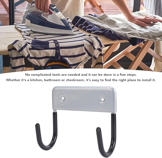Ironing Board Hanger, Iron Wall Mount Holder for Laundry Rooms,Wall Mounted Iron Board Hook for Laundry Room Organization (Silver Gray)