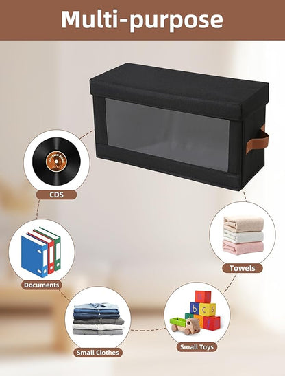 6 Packs DVD Storage Box with Visible Window, Dustproof DVD Case Holder Organizer with Lid and Handles