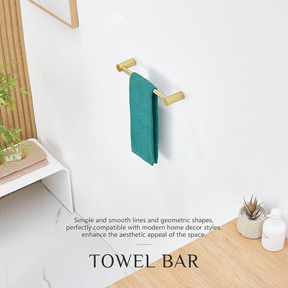 KOKOSIRI Bathroom Towel Bar 16-Inch Single Rail for Bathroom Hardware Hand Towel Holder Hangers Wall Mount Brushed Gold Stainless Steel, B4007BG-L16