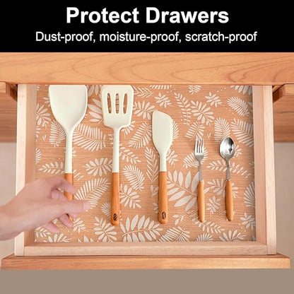 Cooyes Shelf Liners for Kitchen Cabinets Waterproof & Oil-Proof Kitchen Cupboard Mats Non-Slip Drawer Mats EVA Material Non Adhesive Fridge Liner for Shelves（23.6" W x 236" L）