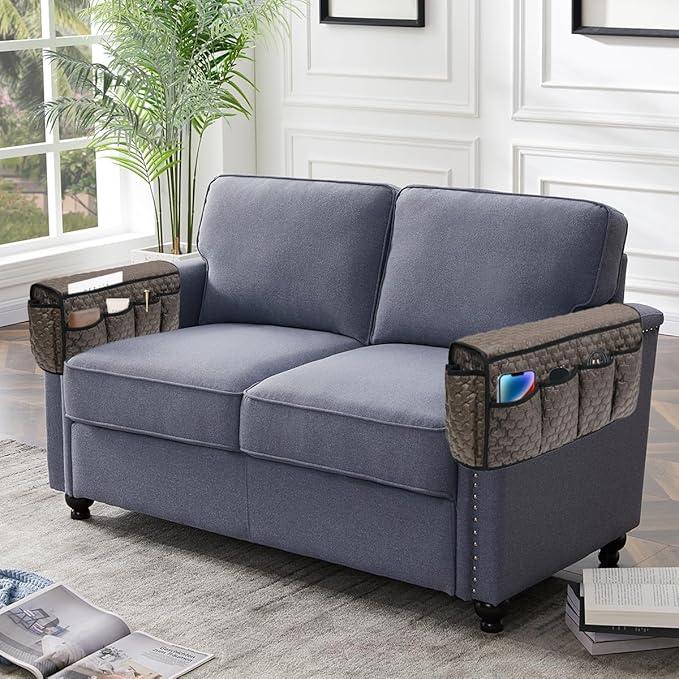 HADEEONG Remote Control Holder, Non Slip Bedside Caddy TV Remote Holder Armchair Caddy, Recliner Armrest Organizer with 14 Pockets for Cell Phone TV Remote Control Magazines