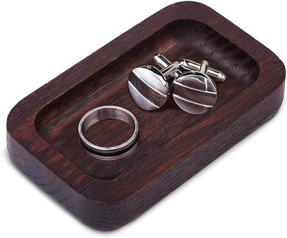 Prazoli Men's Ring Holder - Wooden Ring Dish & Tray for Nightstand for Him, Small Trinket Dish
