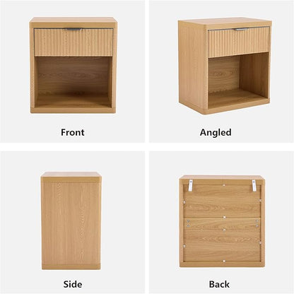 Lab Cosi Nightstands Set of 2, Night Stands with Drawer Storage, Fluted Bedside Table,Modern Night Stands with Handle,Larger Modern Bedside End Table for Bedroom Living Room Sofa Office