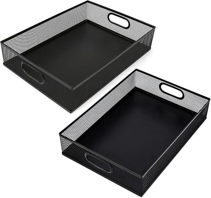 2Pcs Desk Drawer Organizer, Stable Metal Mesh Desk Storage Tray, Versatile Storage Box Set for Office Home Supplies,13 x 9 inches
