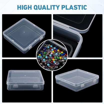 Jetec 6 Pieces Mini Plastic Clear Beads Storage Containers Box for Collecting Small Items, Beads, Jewelry, Business Cards, Game Pieces, Crafts (5.9 x 5.9 x 1.5 Inch)