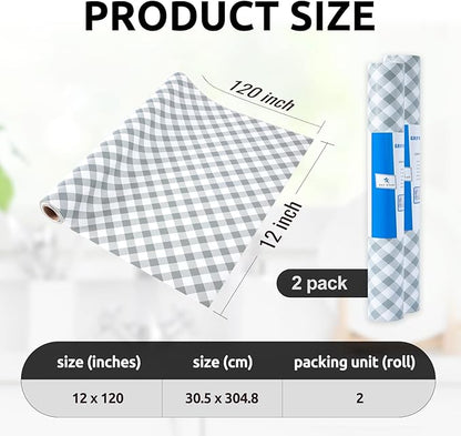RAY STAR 12X120 Inch Shelf Liner for Kitchen Cabinets, Non-Adhesive Cabinet Liner Washable, PVC Drawer Liner for Dresser Non-Slip Bathroom (Plaid)(2 Roll)