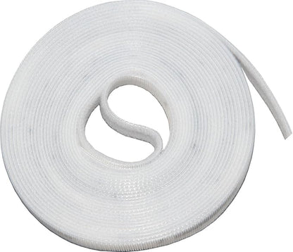 16ft x 1/2 inch Hook Loop Cable Ties Roll | ENVISIONED Multipurpose Fastening Reusable Straps | Cut-To-Length Self Gripping Fastener | Cable Management Tape (White)