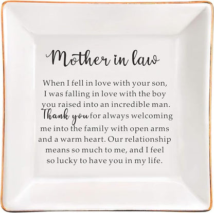 AZVAUUY Gift for Mother of the Groom Gift from BRIDE Mother of the Groom on Wedding Day Birthday Mother's Day Christmas Gift for Mother in law Wedding Gift from Bride - Ceramic Ring Dish Jewelry Tray