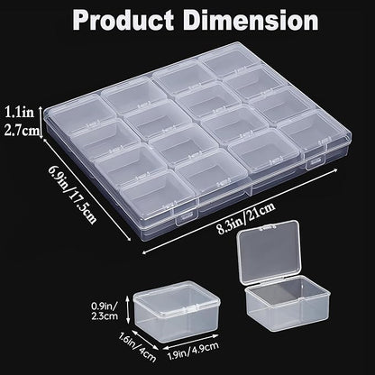 Large Bead Storage Box - 16 Grids Clear Organizer, 1 Pack,Portable for Jewelry,Diamonds,Hardware,Craft Accessories Grid Plastic Box,Oil Painting Color Palette,Ring Earring Storage Box