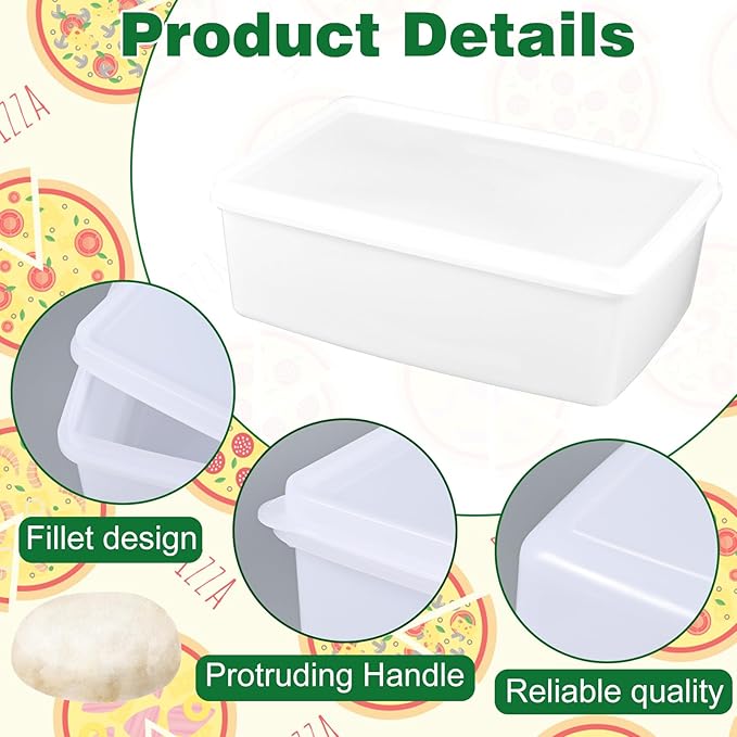 Pizza Dough Proofing Box - Set of 4 Stackable Dough Proofing Container with Lid for Family Size Dough