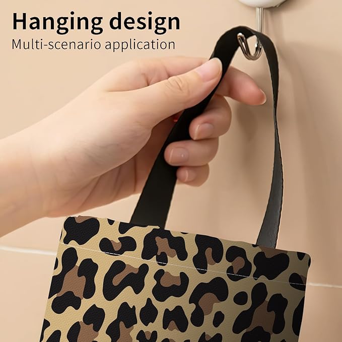 Plastic Bag Holder, Wall Mount Grocery Bag Organizer, Funny Hanging Trash Bag Storage Dispenser for Home Kitchen Luxuious Leopard