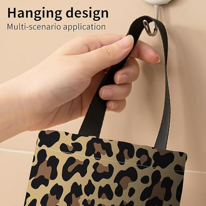 Plastic Bag Holder, Wall Mount Grocery Bag Organizer, Funny Hanging Trash Bag Storage Dispenser for Home Kitchen Luxuious Leopard