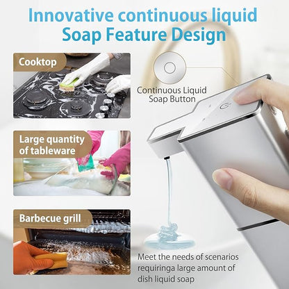 JEMISUN Automatic Liquid Soap Dispenser Touchless Soap Dispenser 380ml/12.8oz Rechargeable, Wall Mounted,4 Levels Adjustable Auto Soap Pump for Bathroom Kitchen Dish Soap