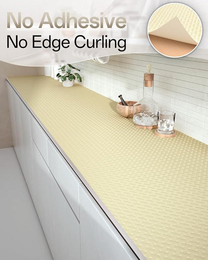 Shelf and Drawer Liner for Kitchen Cabinet, Non-Adhesive 12in x 120in Waterproof Contact Paper Refrigerator Liners Thickened Durable EVA Material Non Slip Mat for Dresser Cupboard Pantry Protector