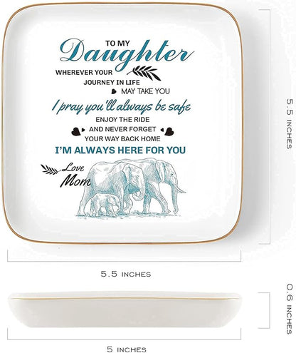 PUDDING CABIN Valentine's Day Gifts for Daughter Ring Dish -Whenever Your Journey in Life May take You, I Pray You'll Always be Safe... Gifts for Daughter Adult Mother's Day Birthday Graduation