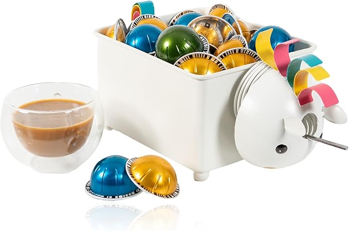 Made Easy Kit Coffee Pod Organizer Compatible with Nespresso Vertuo and Original - Countertop Sculpture Holder Basket Style for Café Bar, Corner Station Office Break Area (Unicorn Square)
