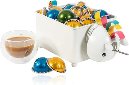Made Easy Kit Coffee Pod Organizer Compatible with Nespresso Vertuo and Original - Countertop Sculpture Holder Basket Style for Café Bar, Corner Station Office Break Area (Unicorn Square)